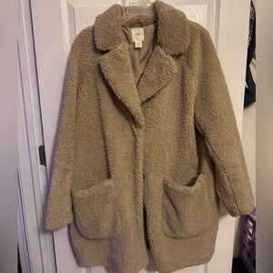 H&M Women's Cozy Beige Teddy Jacket